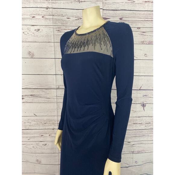 LAUREN RALPH LAUREN Beaded-Yoke Jersey Gown size 8 - Picture 8 of 11